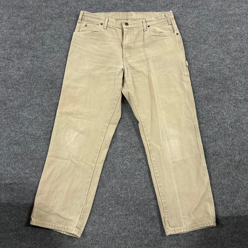 Dickies Carpenter Pants Mens Size 36x30 Tan Relaxed Fit Canvas Workwear Utility